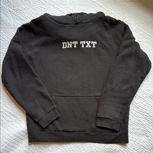 Black Hoodie with 'DNT TXT' Print Size M